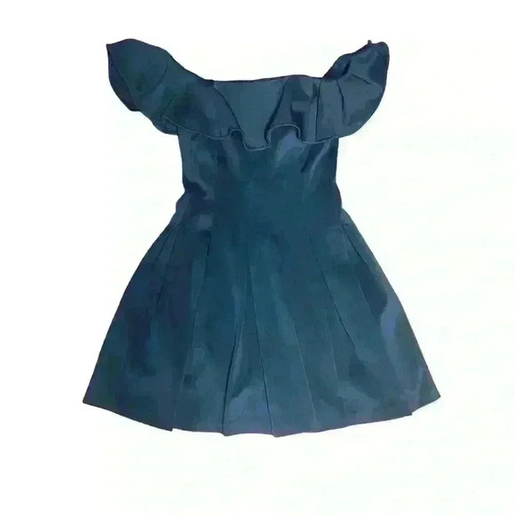 Halston Fit and Flare Pleated Dress Size 2 Navy Special Occasion Semi Formal - Picture 4 of 15